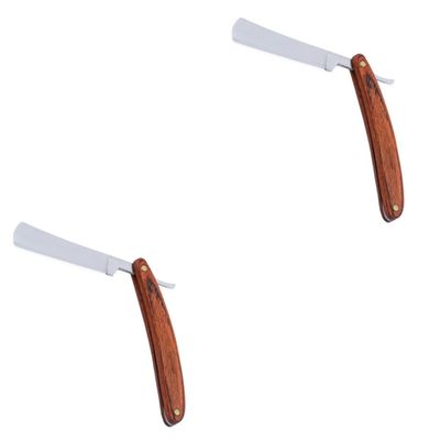 Ipetboom 2-Piece Classic Steel Straight Razor with Wooden Handle