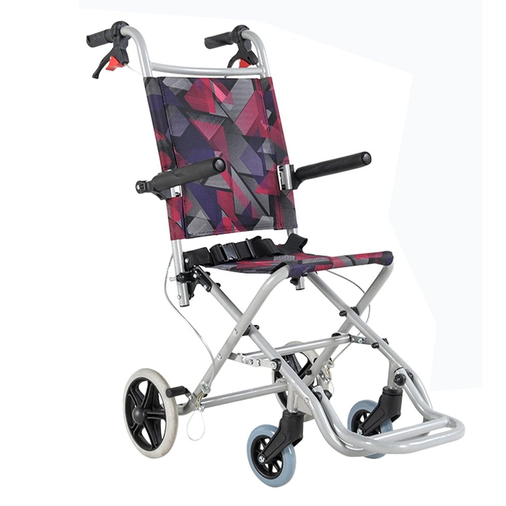 Aluminum Alloy Folding Wheelchair with Footrests, Ultra-Light Transport Chair, 15 lb, 11 in Seat