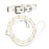 Toyvian 2-Piece White PU Leather Dog Collar and Leash Set with Beads view 1