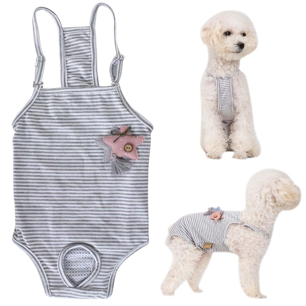 Reusable Dog Diapers for Female Dogs - Adjustable (Gray L)