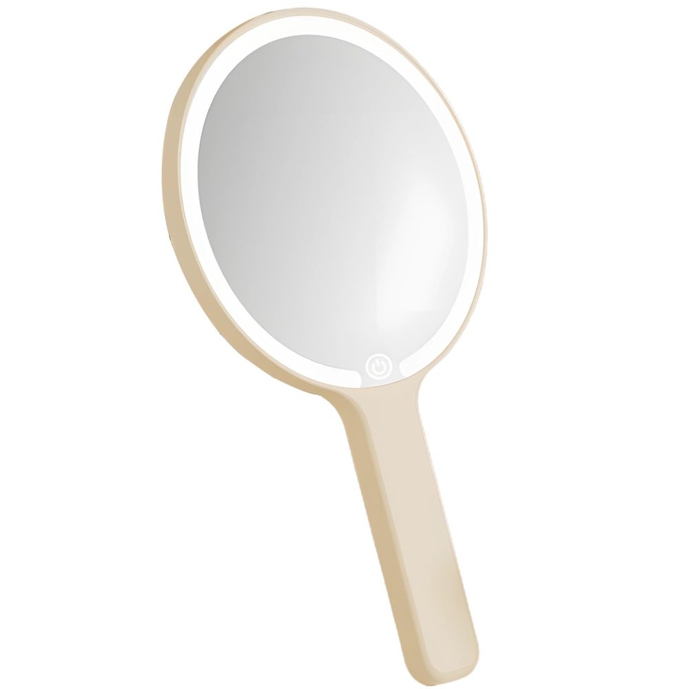 Round LED Makeup Mirror, Touch Control, 3 Lighting Options, Rechargeable, Ideal for Dorms and Travel