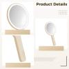 Round LED Makeup Mirror, Touch Control, 3 Lighting Options, Rechargeable, Ideal for Dorms and Travel view 2