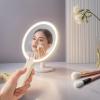 Round LED Makeup Mirror, Touch Control, 3 Lighting Options, Rechargeable, Ideal for Dorms and Travel view 3