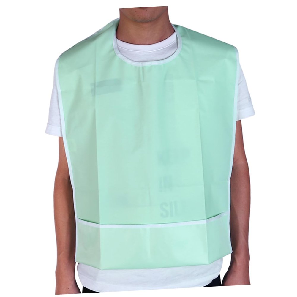 CALLARON Adult Bib, Green PVC, Snap-Neck Closure and Hem Buckles, Clothing Protector for Eating