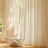Homxi Semi-Blackout Children's Curtains, 2-Pack, Beige Jacquard Botanical Pattern, 42 x 84 in view 1