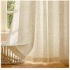 Homxi Semi-Blackout Children's Curtains, 2-Pack, Beige Jacquard Botanical Pattern, 42 x 84 in view 3