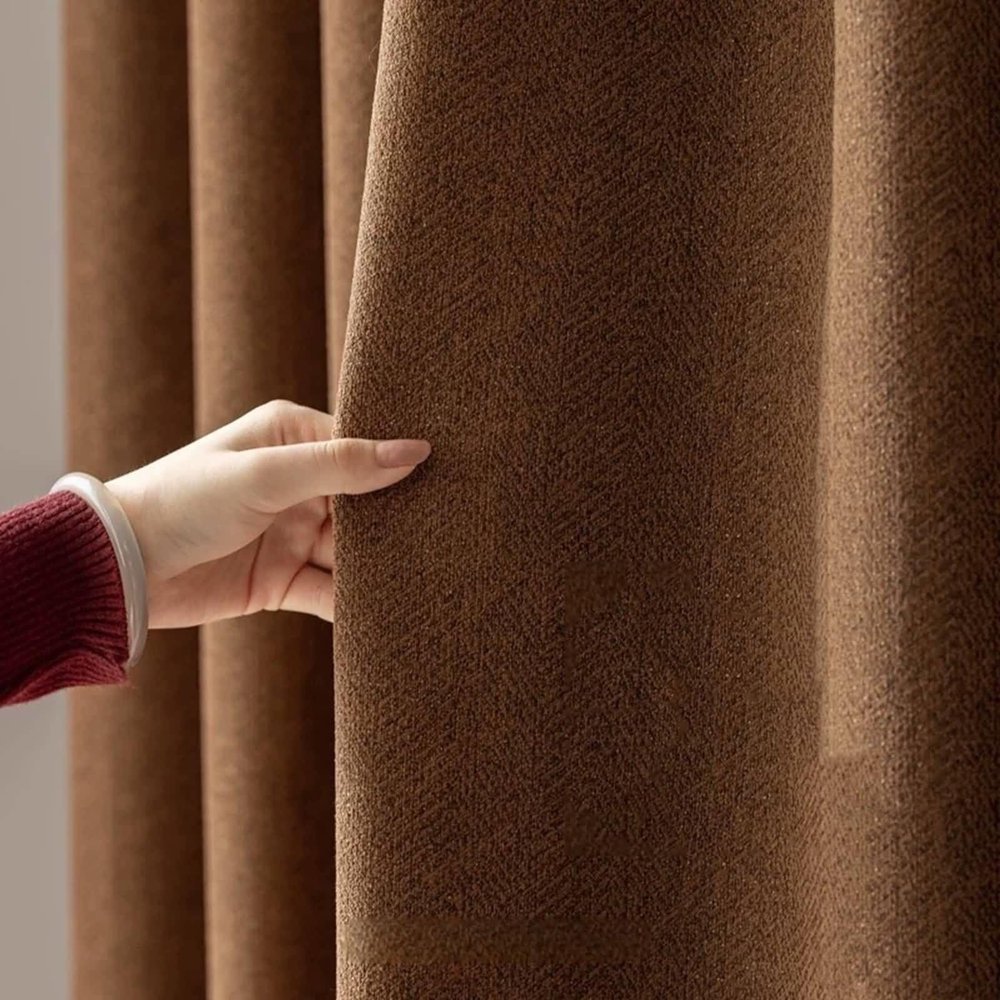 Homxi Blackout Curtain for Kids' Room, 2 Panels, 54"W x 108"H Each, Brown Solid Curtains with Hooks