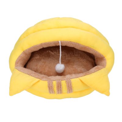 Saluaqui Ultra-Soft Plush Cat Bed, Semi-Enclosed Cave Pet House (S)