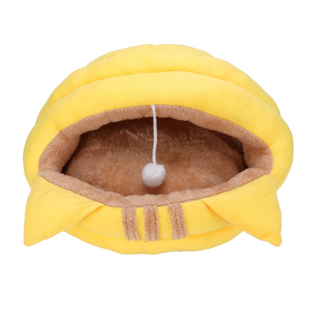 Saluaqui Ultra-Soft Plush Cat Bed, Semi-Enclosed Cave Pet House (S)