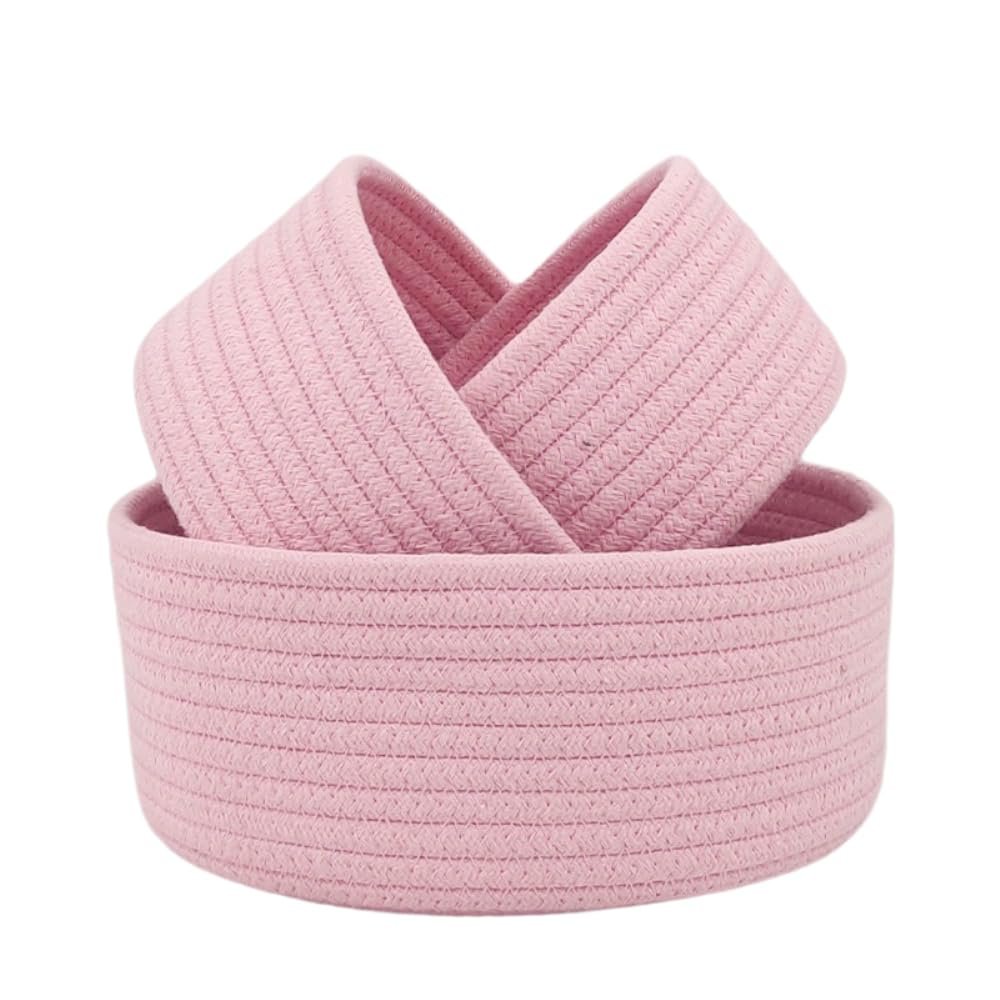 Whakano Woven Cotton Rope Storage Basket, Pink, S, 17 x 8 cm