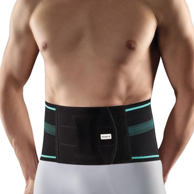 Seeger Comfort Back Brace for Men with Reinforcement Stays and Sacral Pad, Black, Size 2