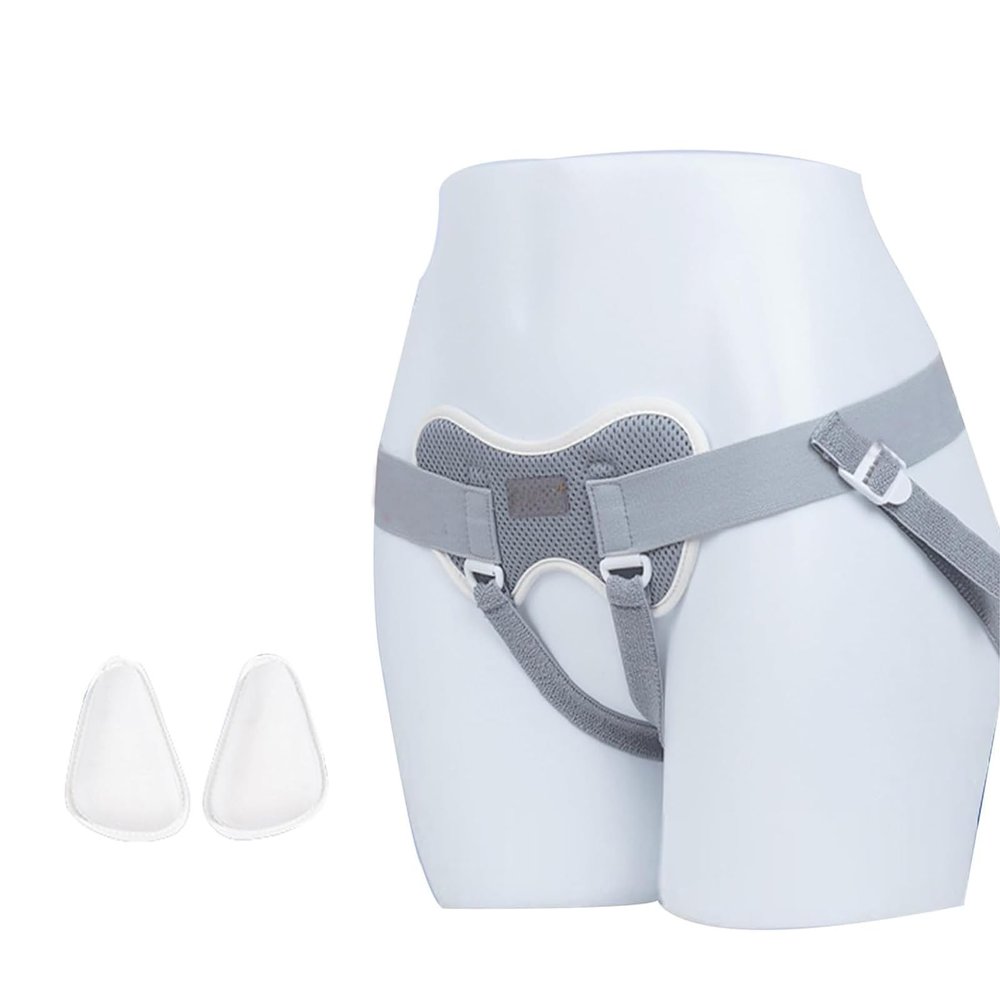 WNGJZZYC Hernia Support Belt for Men, Inguinal Hernia Truss with 4 Pressure Pads and Buckle Closure, Large