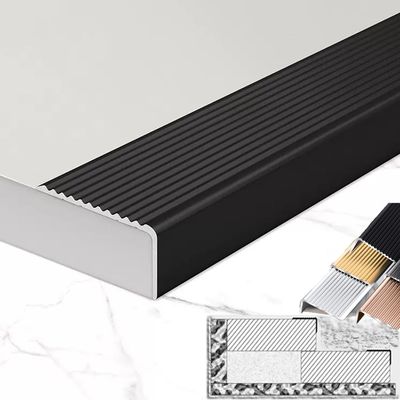Aluminum Stair Edge Protection Strip, Black, 100 mm Wide