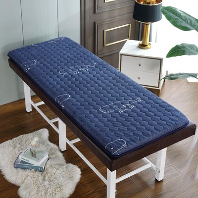 LDLCYCN Blue 180 × 70 cm (R), 6 cm Thick Memory Foam Massage Table Topper, Non-Slip Spa Pad with Elastic Bands, No Face Hole