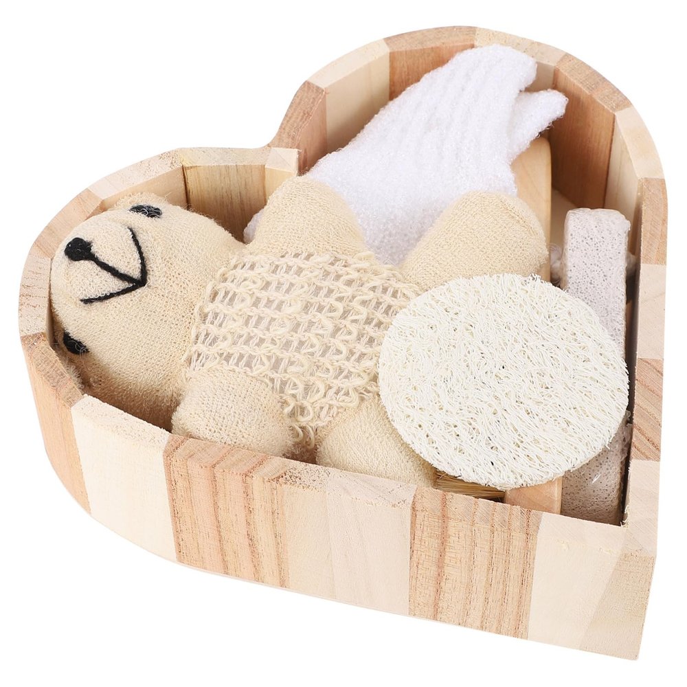 WRITWAA Heart-Shaped Bath Exfoliating Set, 6-Piece