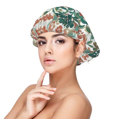 Coral Red and Green Satin Bonnet, Double-Layer Sleep Cap for Curly, Braided and Long Hair