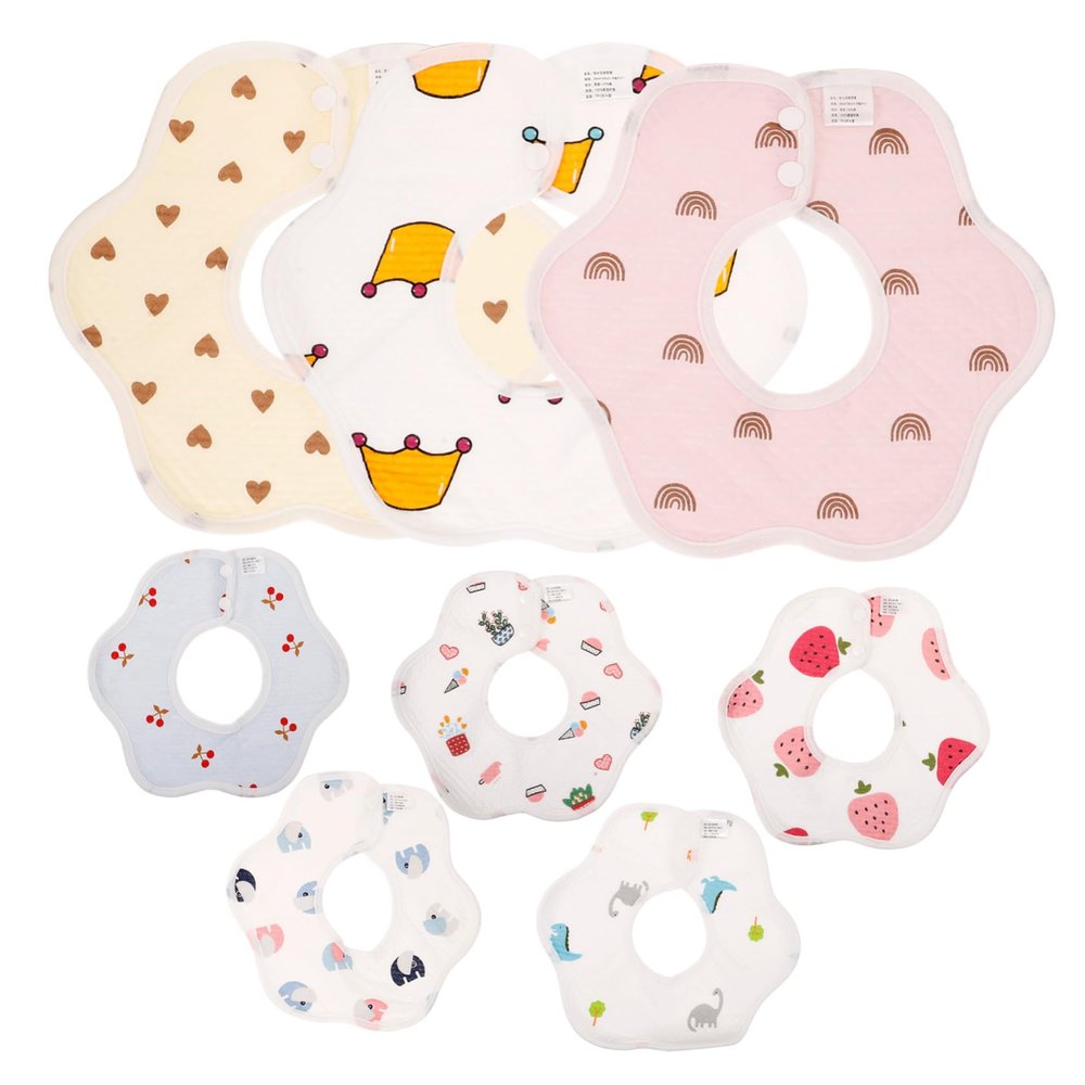 HAMPPLIES 8-Pack Cotton Baby Bibs for Newborns and Toddlers
