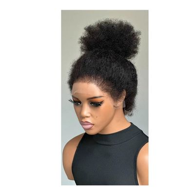 Afro Curly 360 Full Lace Wig with 4C Hairline, Mongolian Curly Human Hair, HD Transparent Lace, 150% Density, 14 Inches