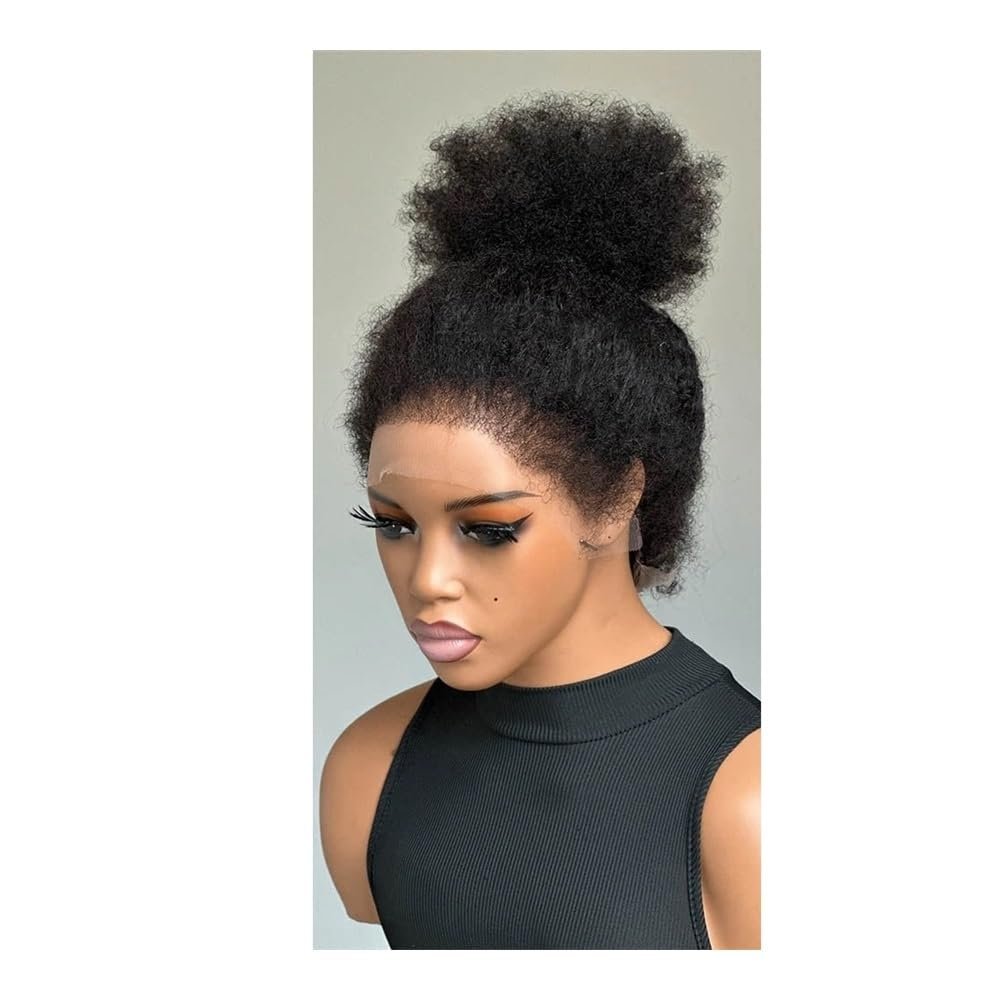 Afro Curly 360 Full Lace Wig with 4C Hairline, Mongolian Curly Human Hair, HD Transparent Lace, 150% Density, 14 Inches