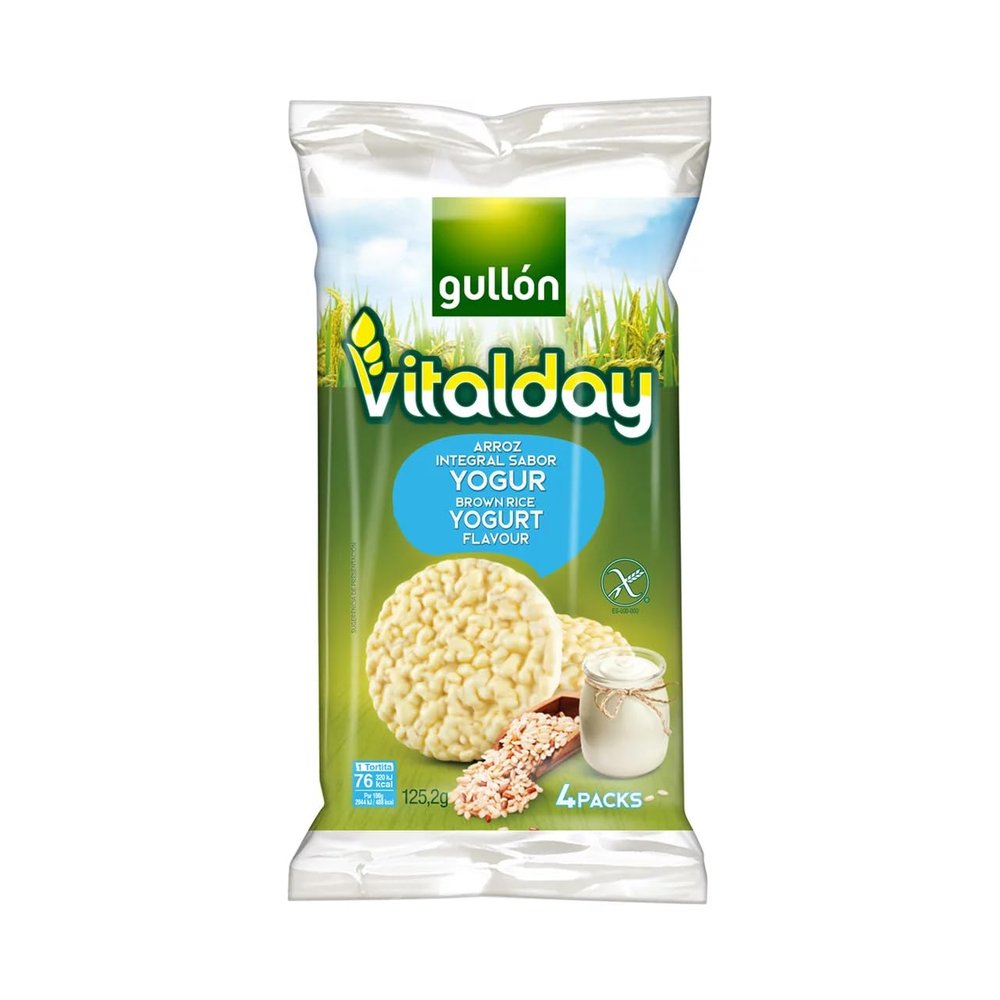 GULLN Whole-Grain Rice Cakes, Yogurt Flavor, Spanish GULLN VITALDAY, 125.2 g, Pack of 8