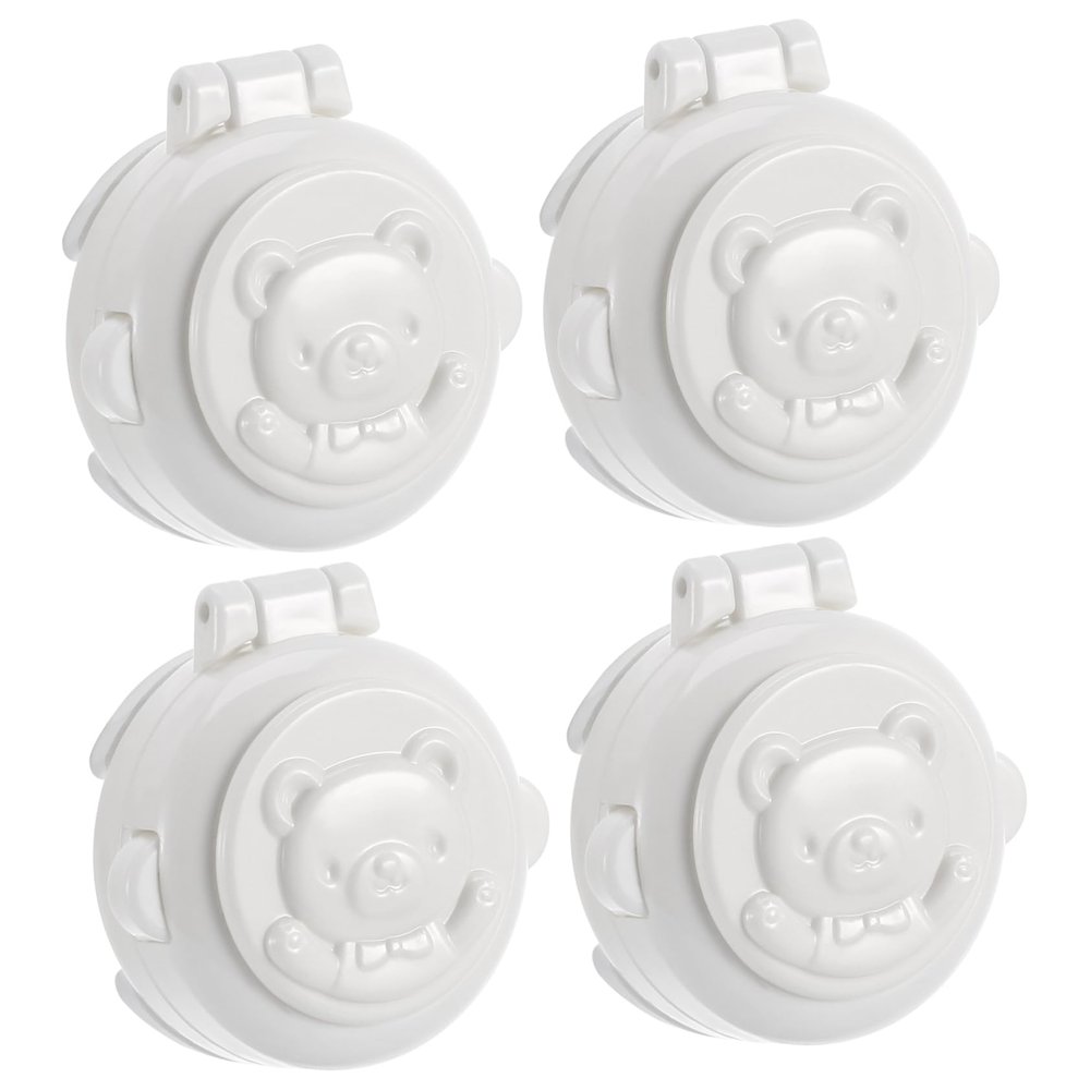 Baby Safety Button Locks, White ABS, 4-Pack