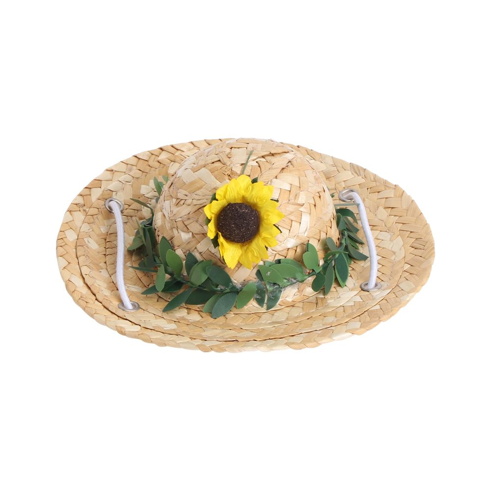HEMOTON Sunflower Straw Hat for Pets