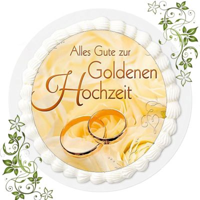 AnyCakes 20 cm Fondant Cake Topper, Golden Anniversary, Design Q 353