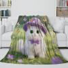 3D-Printed Kitten Blanket, Reversible Sherpa Fleece and Flannel, Soft and Warm, for Home and Travel, 100 x 130 cm view 4