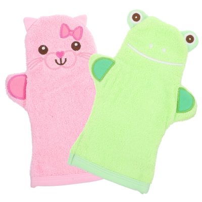 SAFIGLE Cotton Bath Gloves, 2 Pieces, for Children