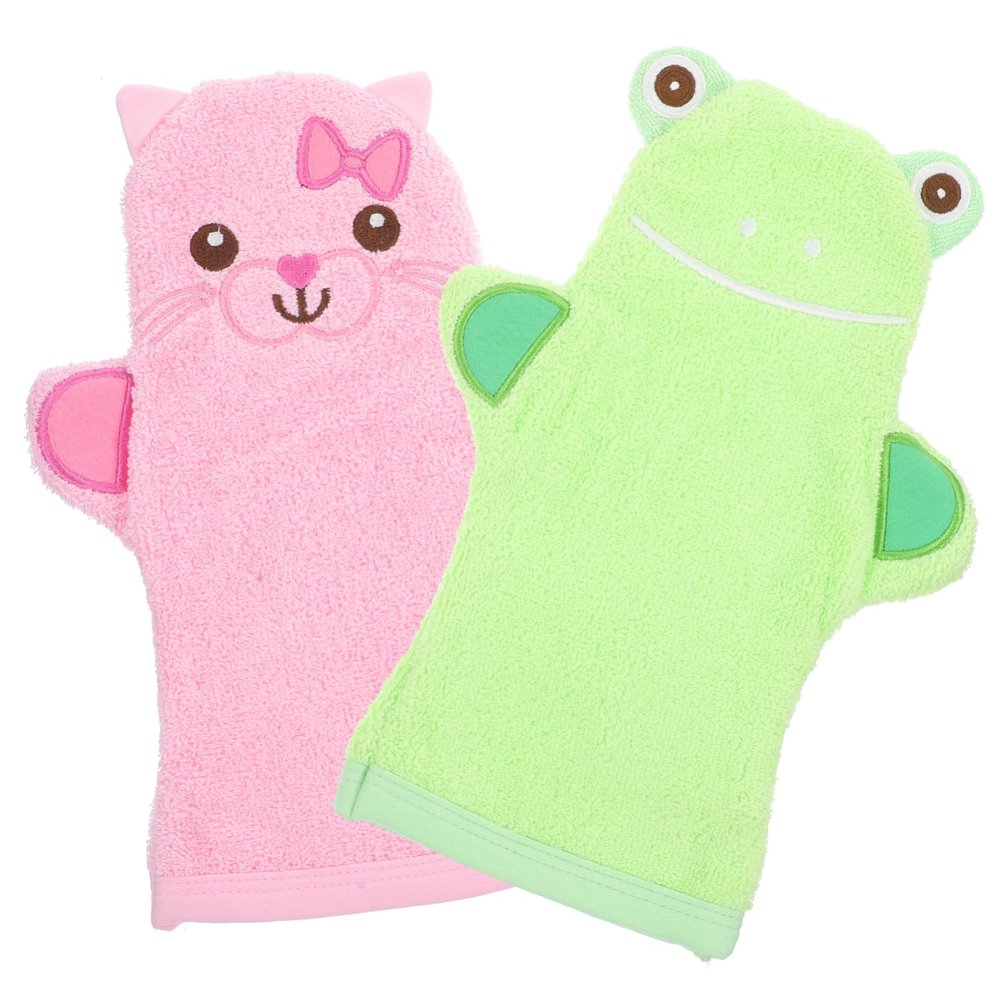 SAFIGLE Cotton Bath Gloves, 2 Pieces, for Children