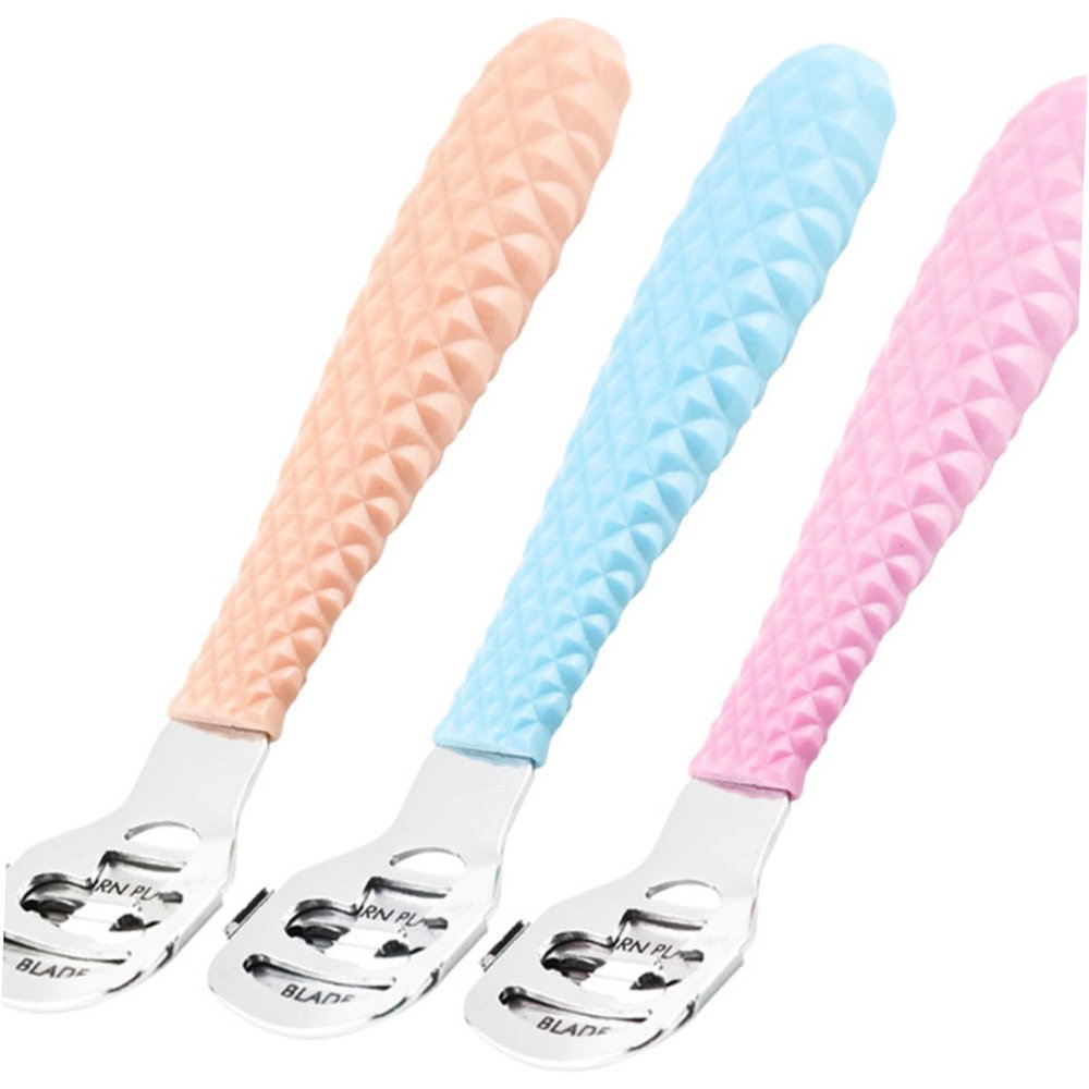 3-Piece Foot Scraper Set, PP and Steel, for Feet and Hands, Pink