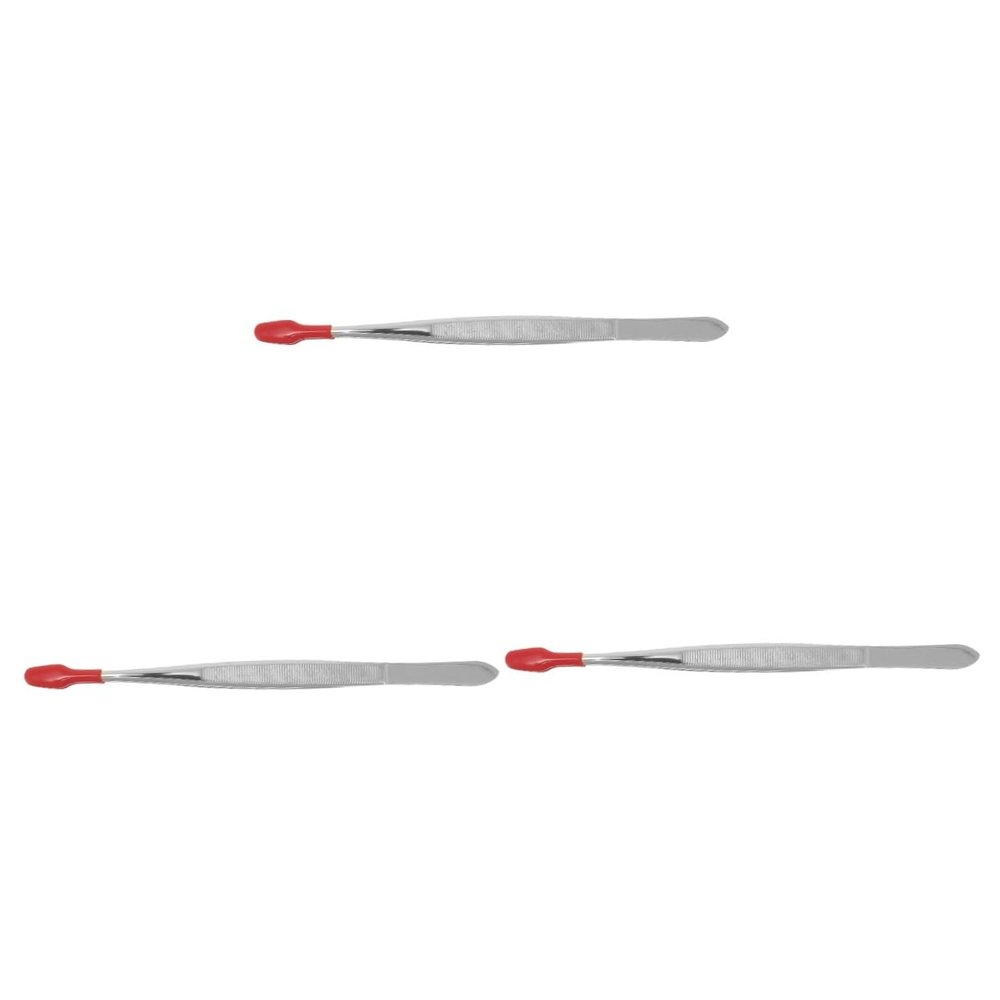Tofficu 3-Piece Rubber-Coated Tweezers, Long Stainless Steel Craft Tweezers