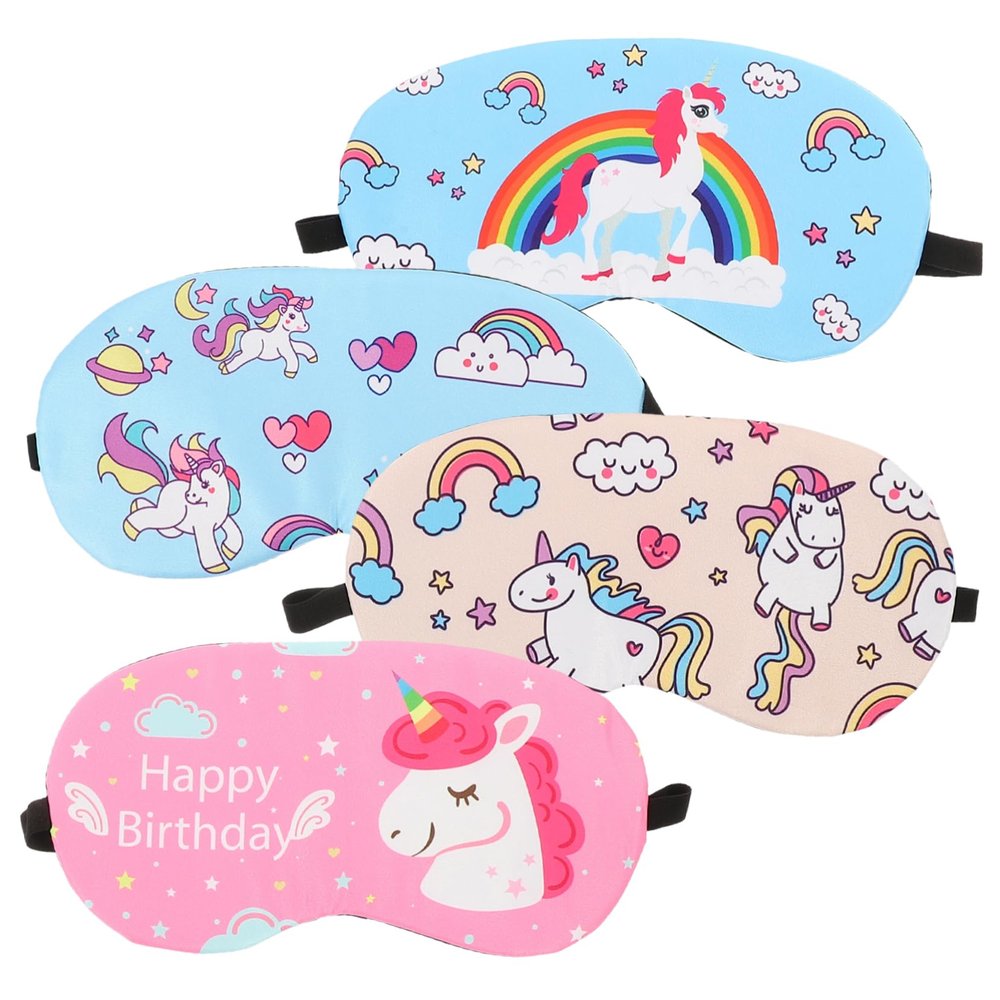 DEARMAMY 4-Pack Unicorn Sleep Masks, Light-Blocking Fabric Eye Masks
