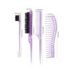 WENH Hair Styling Comb Set, Teasing and Edge Brushes, Rat-Tail Comb, Pink, 4 Pieces view 4