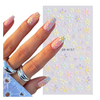 HEXHUASR 5D Nail Stickers, Flowers, Hearts, Bears and Rabbits