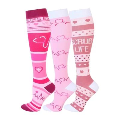 TXLEAPEY 58 Styles, 3 Pairs/Pack Compression Knee-High Socks for Women and Men, Sports and Running Socks (ANS003-6, S-M)