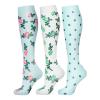 TXLEAPEY 58 Styles, 3 Pairs/Pack Compression Knee-High Socks for Women and Men, Sports and Running Socks (AY003-8, S-M) view 1