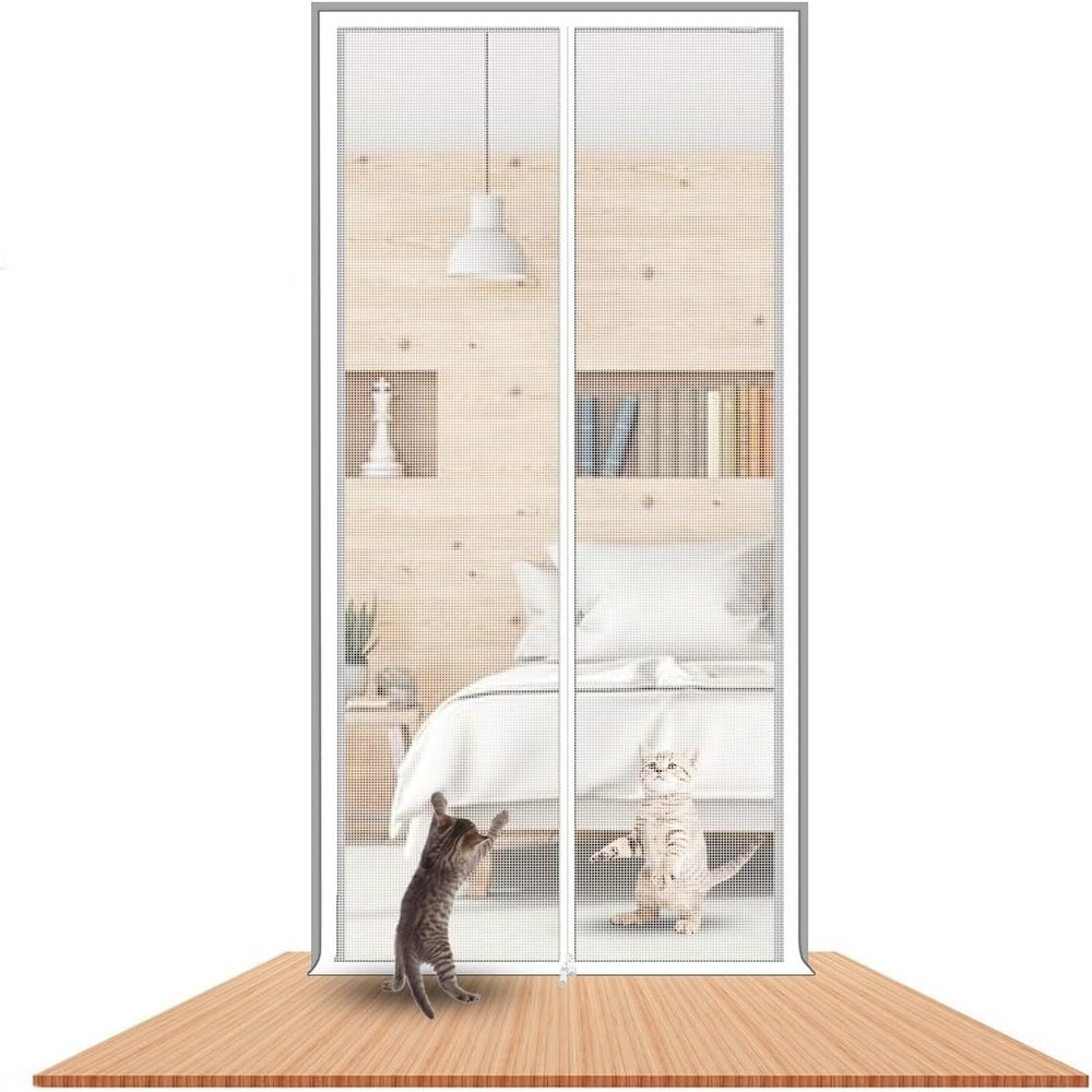 ZUYINBULUO Cat Screen Door for Balcony, 80 x 210 cm, Thickened Cat Safety Screen for Living Room, Bedroom, Kitchen, Patio, Dog and Cat Screen Door with Zipper (100 x 210 cm)