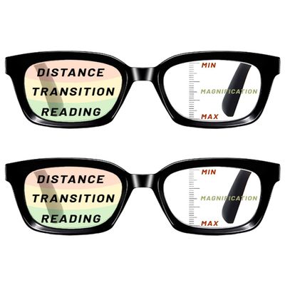 Viseng 2-Pack Progressive Multifocal Reading Glasses with Photochromic Lenses, Blue-Light Blocking, Classic Black Oversized Frames, 1.5