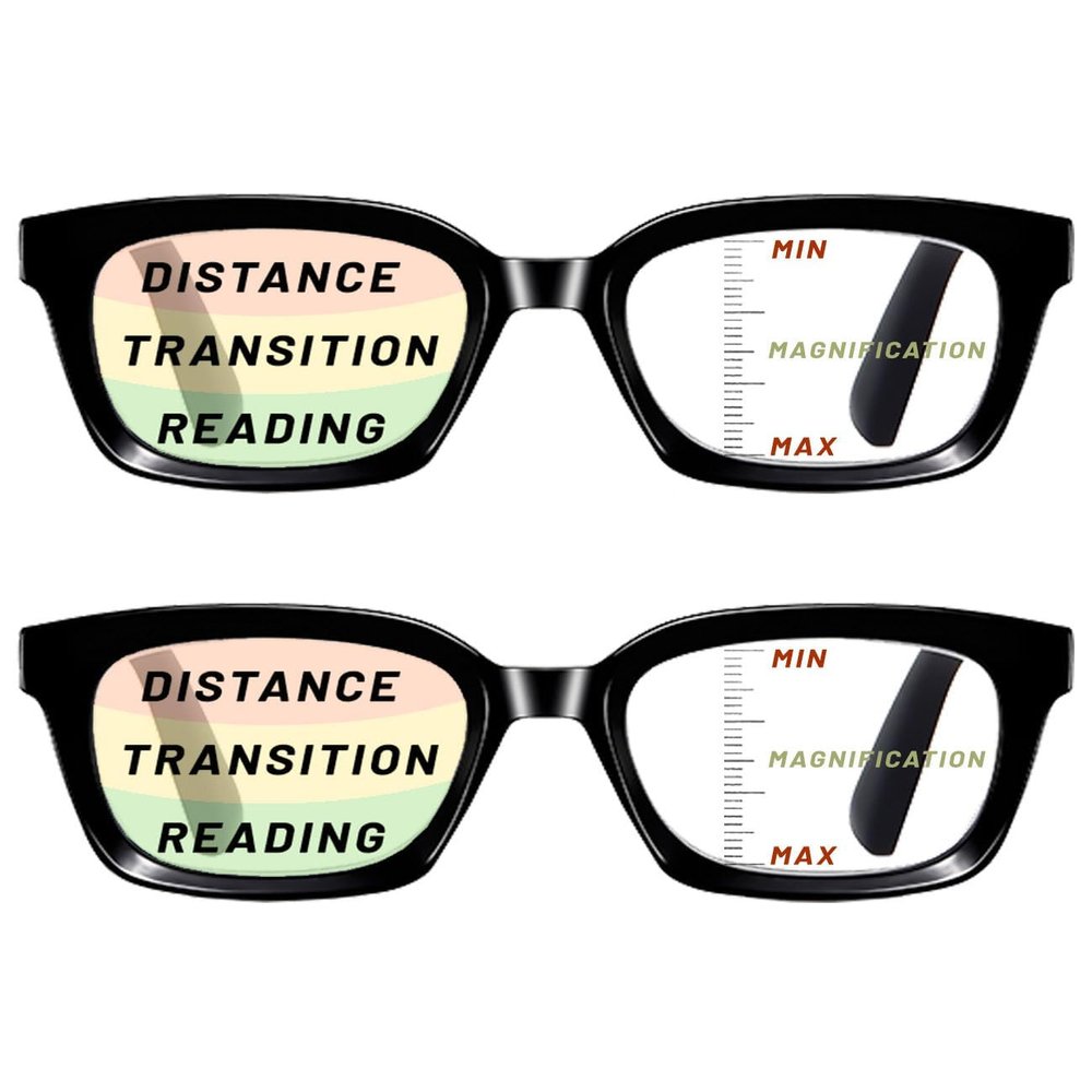 Viseng 2-Pack Progressive Multifocal Reading Glasses with Photochromic Lenses, Blue-Light Blocking, Classic Black Oversized Frames, 1.5
