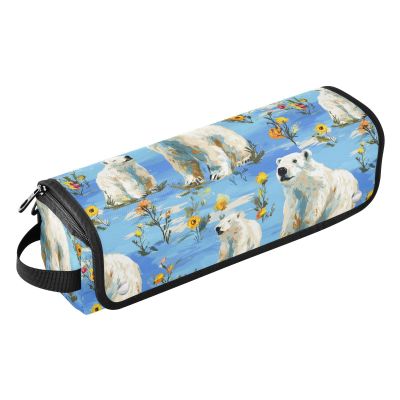 Cute Bear Blue 2-in-1 Hair Tool Travel Case with Heat-Resistant Mat