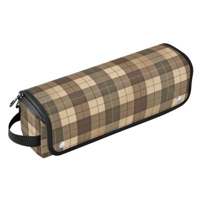 Olive Drab Buffalo Check 2-in-1 Hair Tool Travel Case with Heat Mat