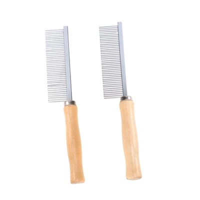 ifundom 2-Piece Wooden Comb with Stainless Steel Pins for Dogs
