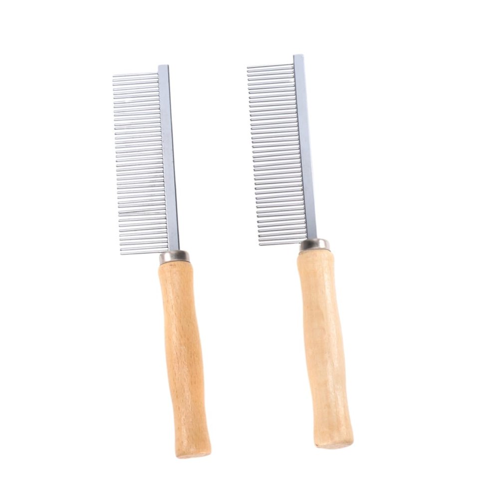 ifundom 2-Piece Wooden Comb with Stainless Steel Pins for Dogs