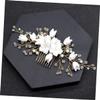 Bridal Hair Comb with White Flower, Pearls and Crystal Beads view 3