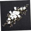 Bridal Hair Comb with White Flower, Pearls and Crystal Beads view 4