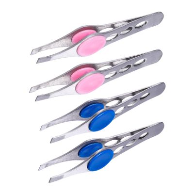 4-Piece Stainless Steel Eyebrow Tweezer Set for Women