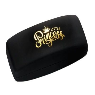 Paule & Knopf PRINCESS Black Hard-Shell Eyeglass Case with Hinge and Embossed “Little Princess” Lettering