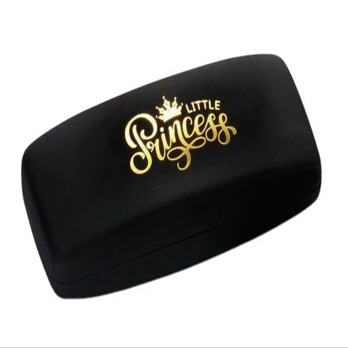 Paule & Knopf PRINCESS Black Hard-Shell Eyeglass Case with Hinge and Embossed “Little Princess” Lettering