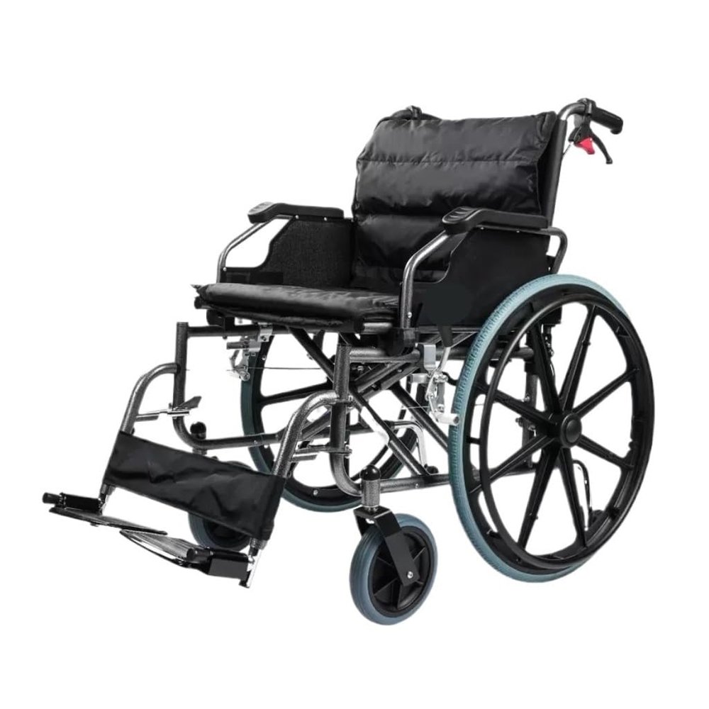 Widened, Reinforced Anti-Tip Wheelchair for Overweight Older Adults (A) (Black B)